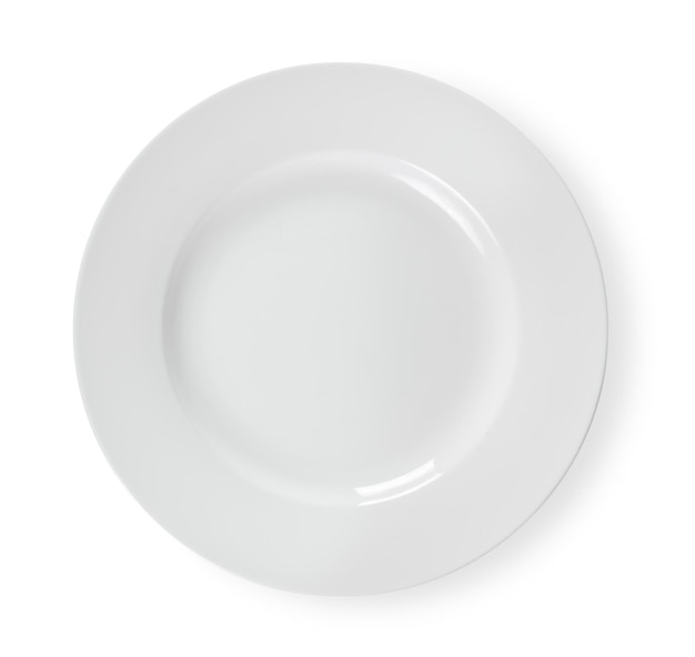 Photo directly above shot of empty plate against white background