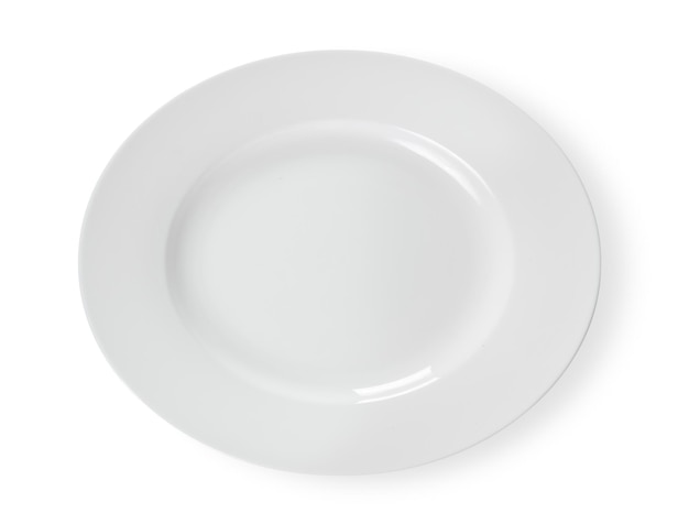 Photo directly above shot of empty plate against white background