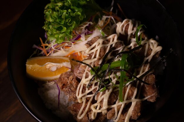 Photo directly above shot of food in bowl on table