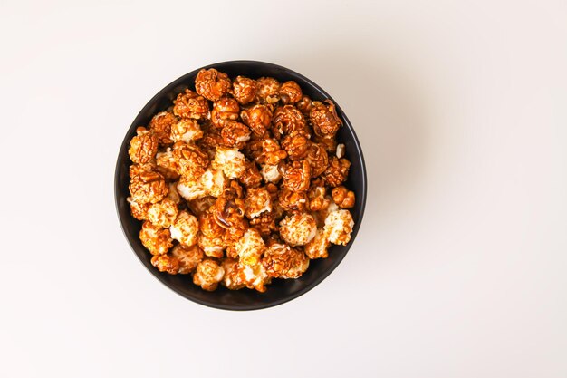 Directly above shot of food in bowl on white background
