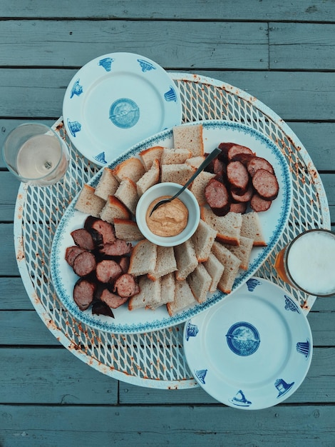 Photo directly above shot of food in plate on table