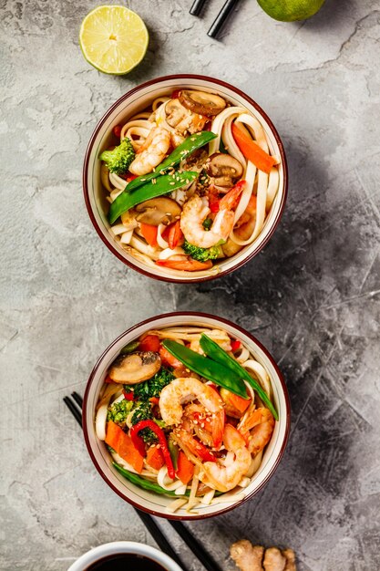 Photo directly above shot of food served in bowls