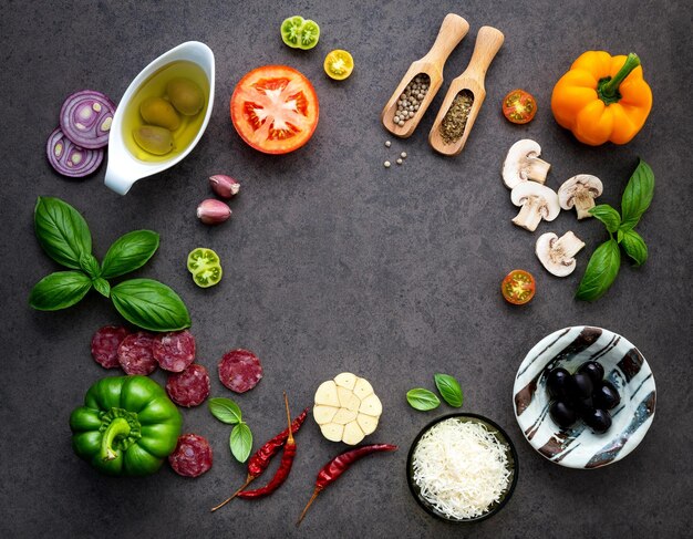 Photo directly above shot of food on table