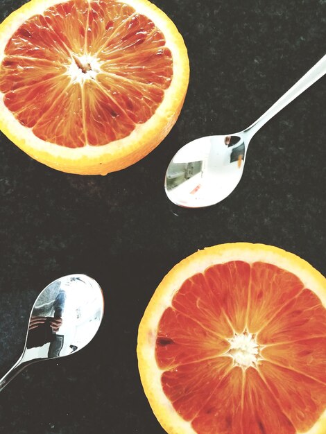 Directly above shot of fruits on table