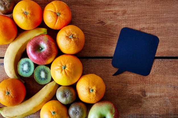 Photo directly above shot of fruits on table