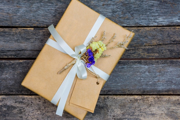 Directly above shot of gift box on table