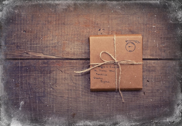 Directly above shot of gift box on table