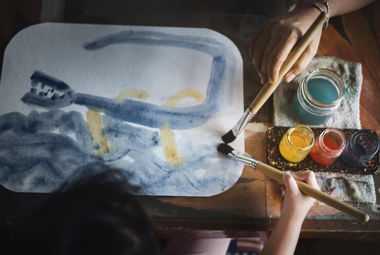 Photo 紙に描かれた女の子のショットのすぐ上