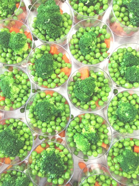 Directly above shot of healthy food served in bowl at table