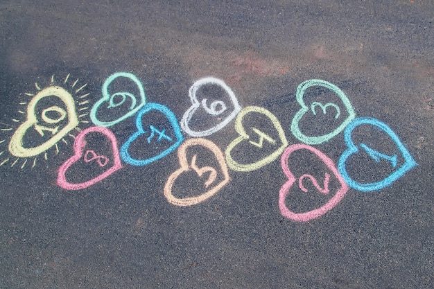 Photo directly above shot of heart shapes on table