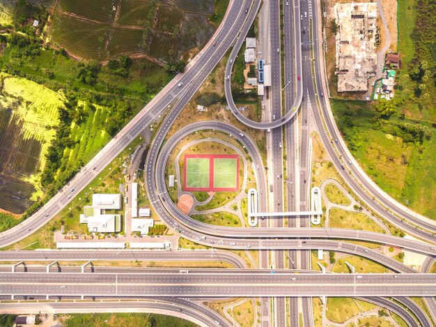 Photo directly above shot of highways in city