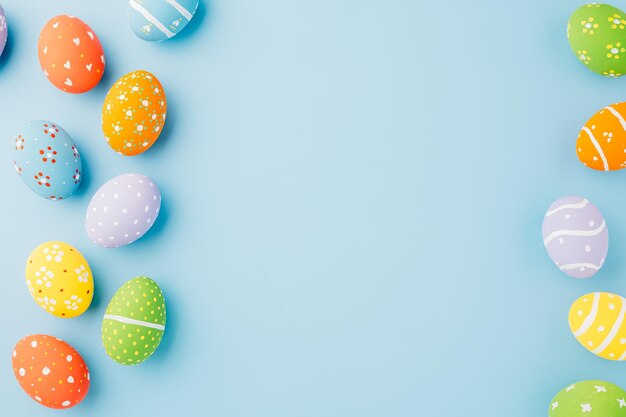 directly above shot of multi colored candies on blue background