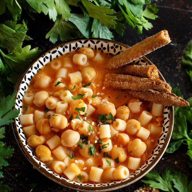 Foto direttamente sopra il colpo di pasta nel contenitore sopra il tavolino da taglio