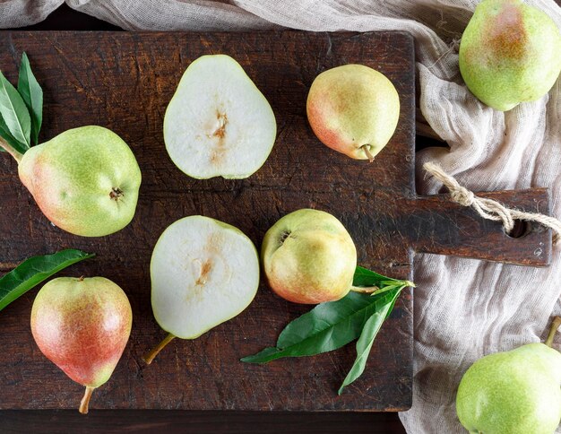 Directly above shot of pears on cutting board