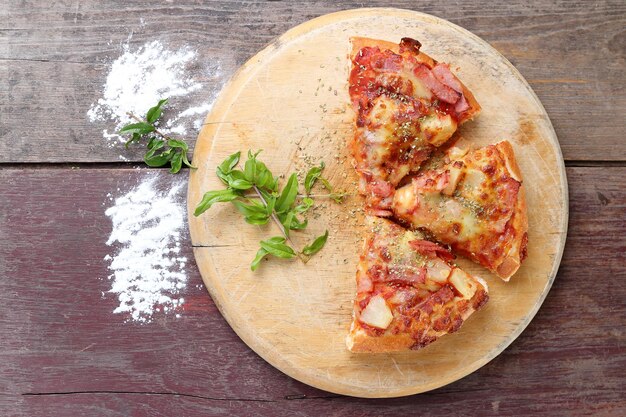 Directly above shot of pizza on table