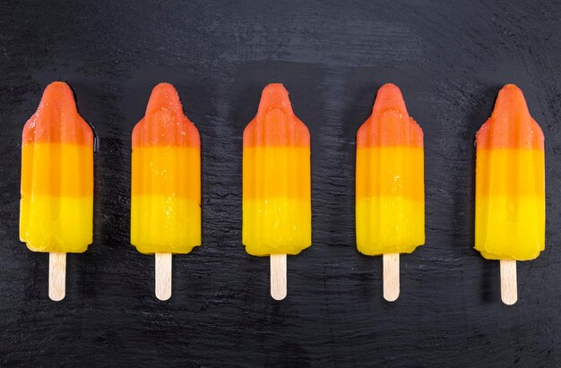 Photo directly above shot of popsicles on table