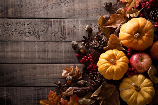 Directly above shot of pumpkins on table