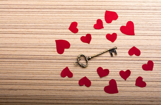 Photo directly above shot of red heart shape on table