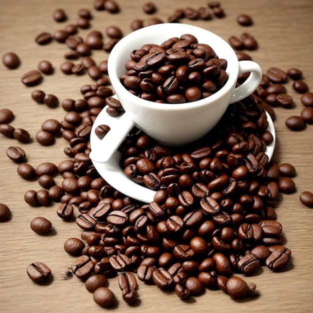 Directly above shot of roasted coffee beans on the table AI_Generated