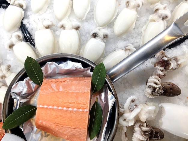 Directly above shot of sashimi served on table