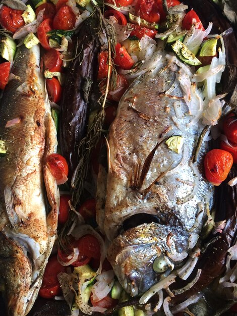 Foto direttamente sopra il colpo di frutti di mare