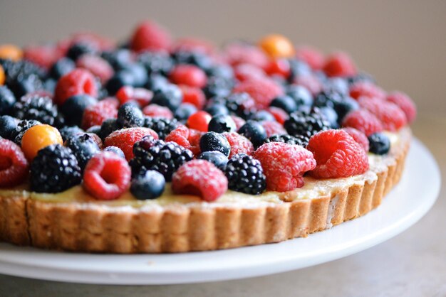 Directly above shot of served cake in plate