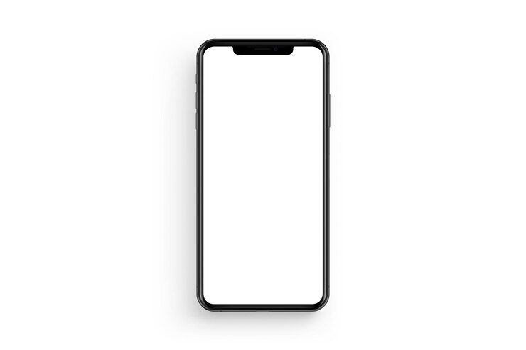 Photo 白い背景の白い画面のスマートフォンの直接上のショット