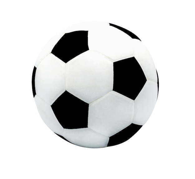 白い背景のサッカーボールの直接上のショット