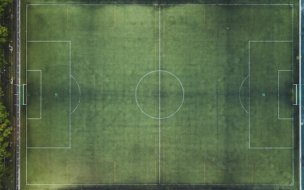 directly above shot of soccer field