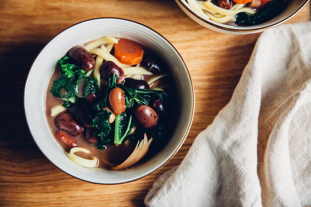 Photo directly above shot of soup in bowl