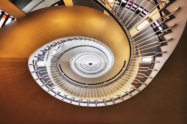 Directly below shot of spiral staircase