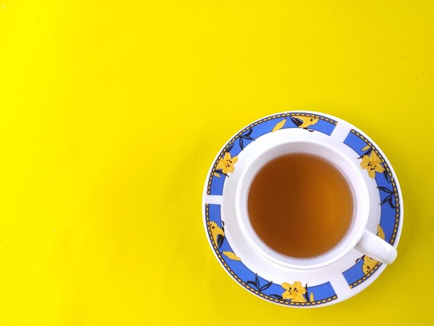 Directly above shot of tea cup on table