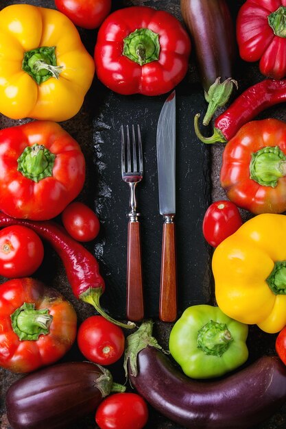 Directly above shot of vegetables on table