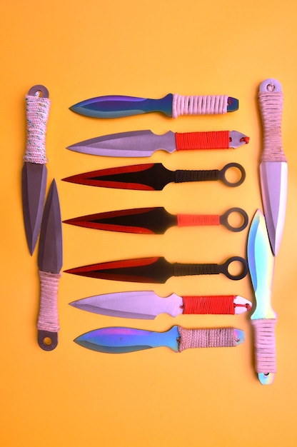 Photo directly above shot of work tools on yellow background