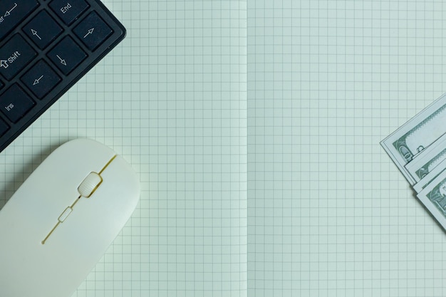 Photo directly above view of laptop and keyboard