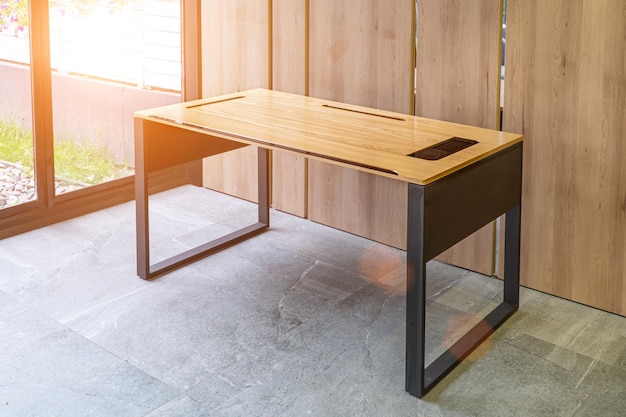 Director's office with large wooden table Interior design