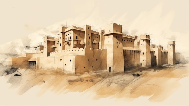 サウジアラビアのリヤドにあるディルイーヤ要塞は歴史的な場所です ジェネレーティブ AI
