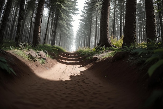 A dirt path with steps leading up to the top of it.