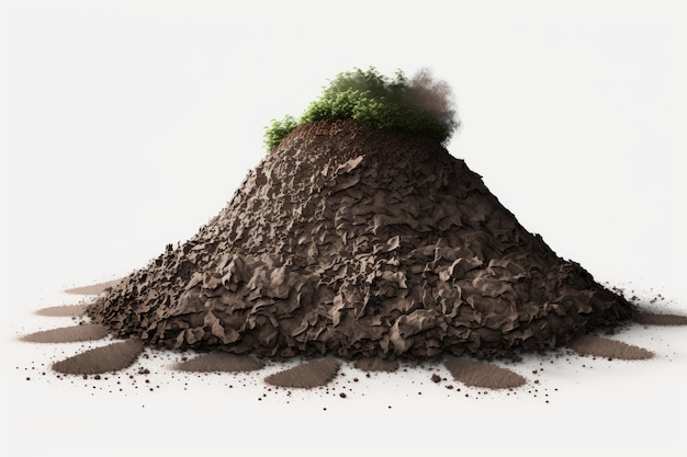 Photo dirt pile with clipping path isolated on a white backdrop