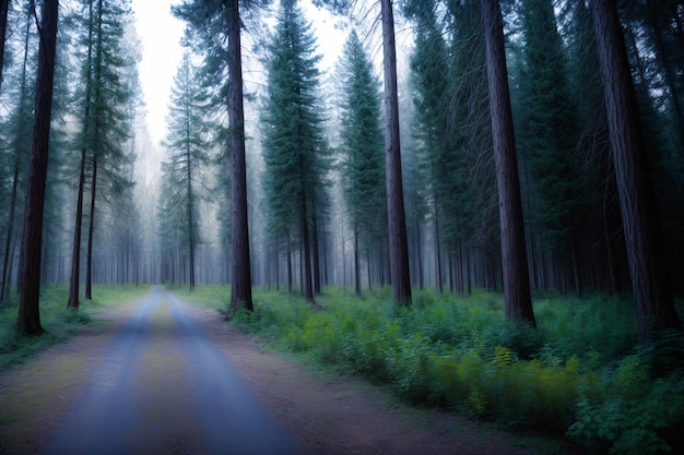 A Dirt Road In The Middle Of A Forest