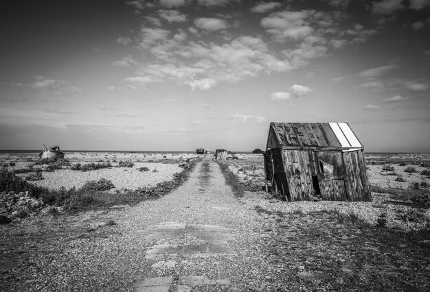 Photo dirt road passing through field