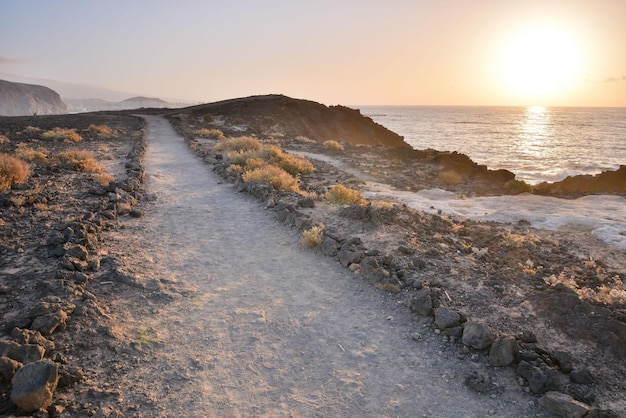 Dirt Road through the Desert in Tenerife Island Spain