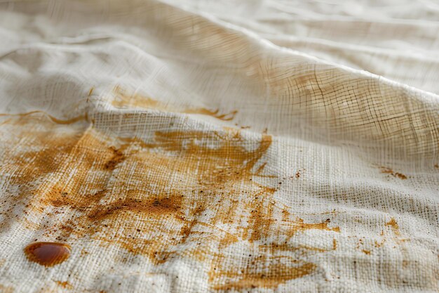 Photo a dirty bed sheet with a brown stain on it