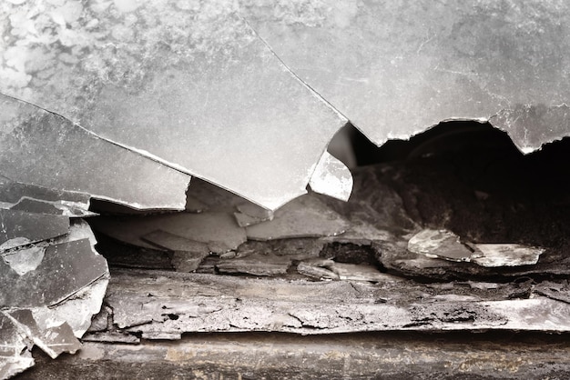 Dirty broken automobile glass Toned