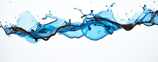 Dirty brown water colliding with clean fresh blue water on white background