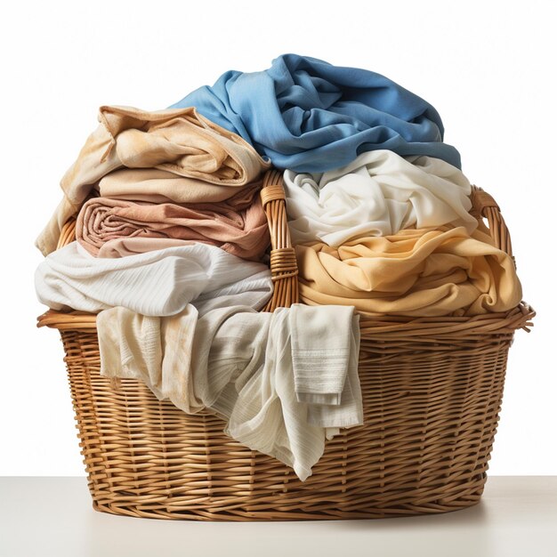 Premium AI Image Dirty laundry in basket isolated on white