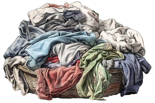 Photo dirty laundry isolated on white background generated by ai