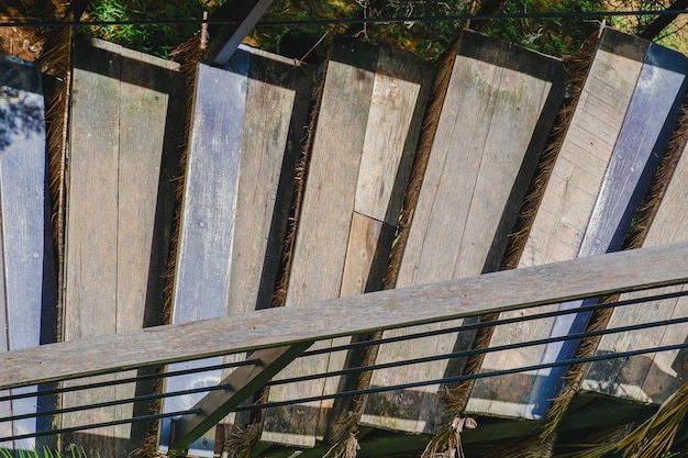 Dirty old wood stair texture background