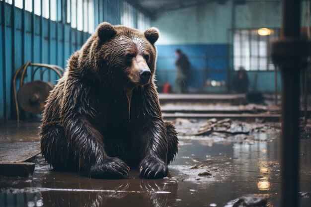 Premium AI Image A Dirty Sick Lonely Bear With A Sad Look In A Cage premium-ai-image-a-dirty-sick-lonely-bear-with-a-sad-look-in-a-cage