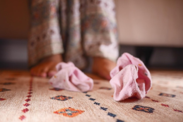 Dirty sock on a carpet